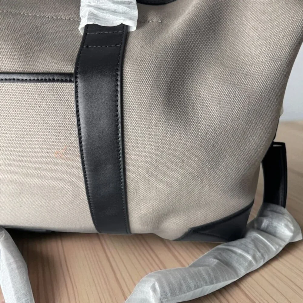 $475 NEW URI MINKOFF Waverley Weekender Taupe Black Bag Travel Canvas Leather